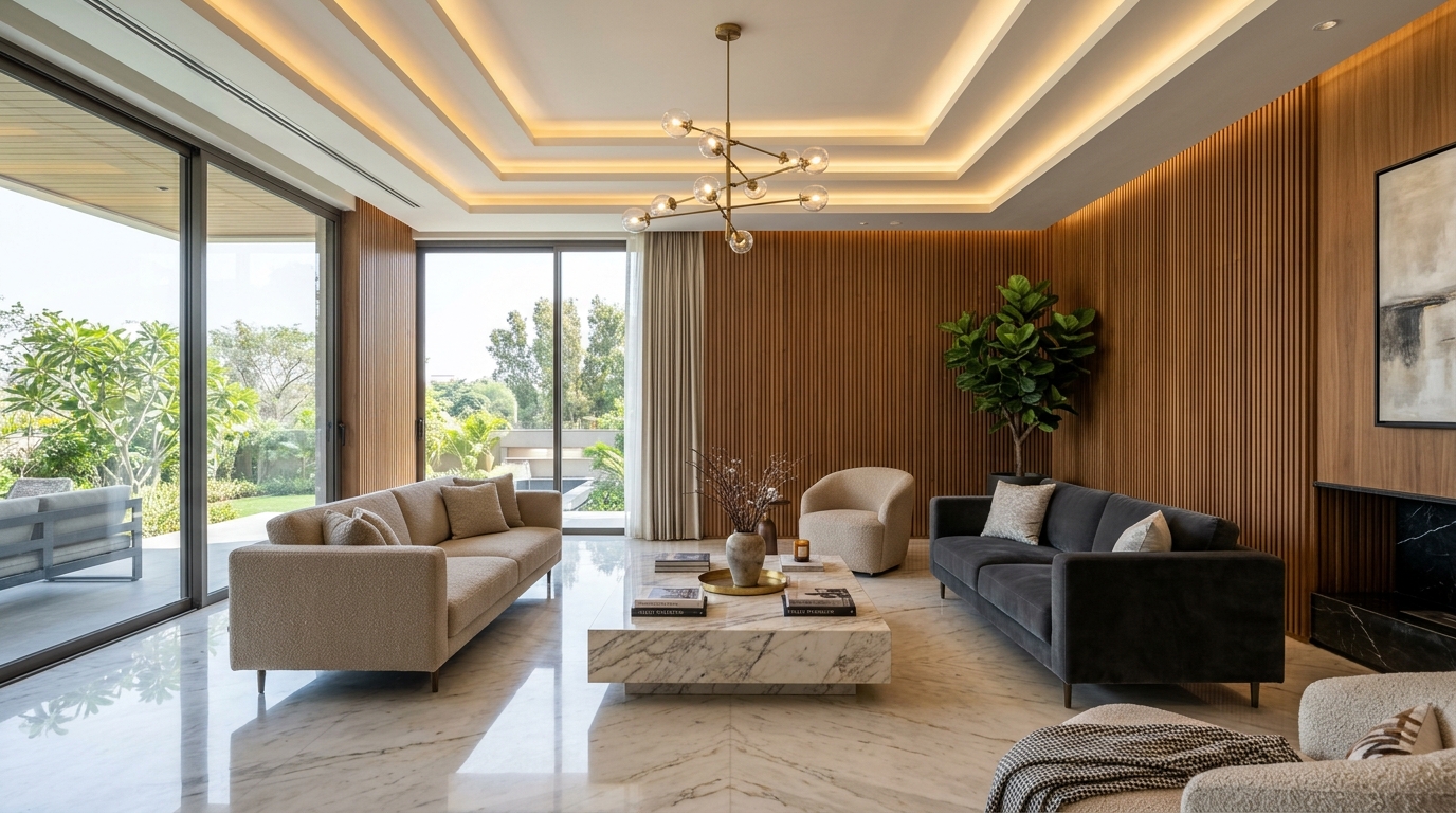 Luxury Interior Living Room and False Ceiling